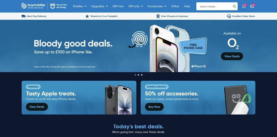 BuyMobiles.net website homepage