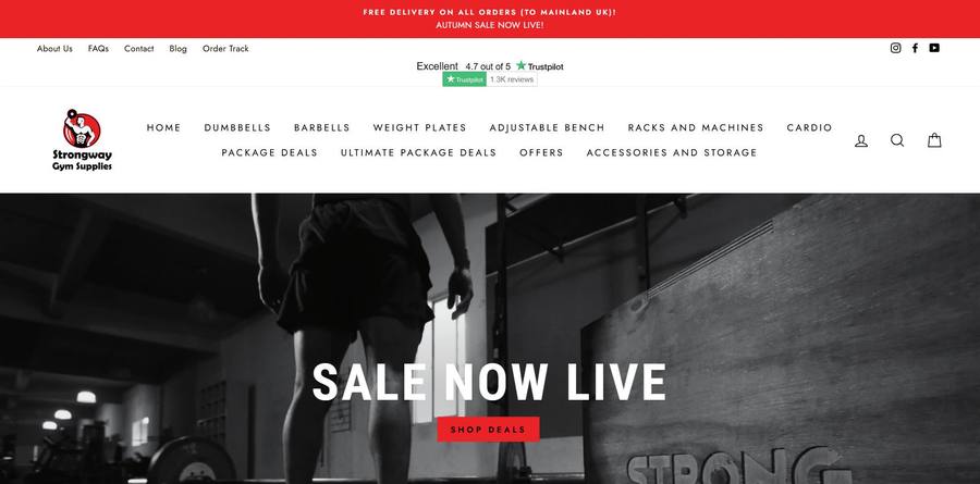Strongway Gym Supplies website homepage