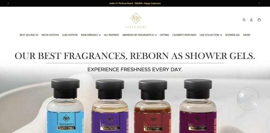 XLNC Perfumery website homepage